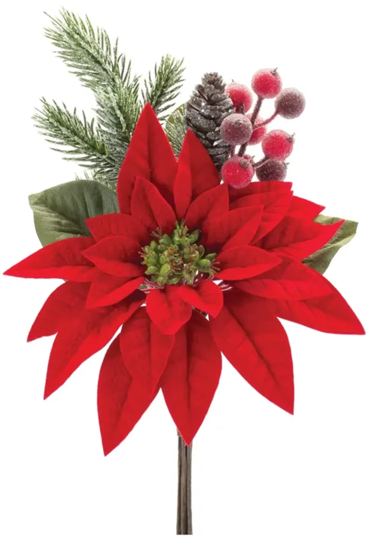 Poinsettia Artificial Flower Pick for Holiday and Christmas Décor (Set of 2)