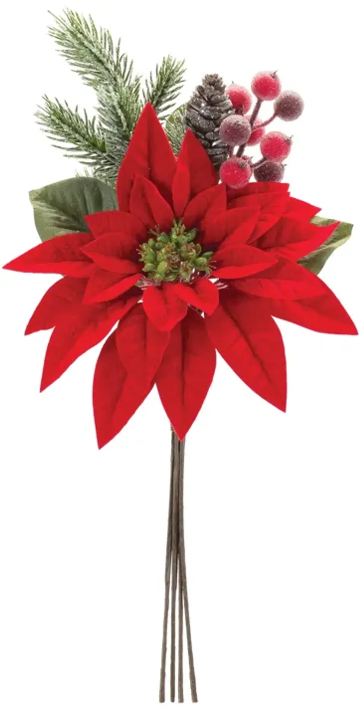 Poinsettia Artificial Flower Pick for Holiday and Christmas Décor (Set of 2)