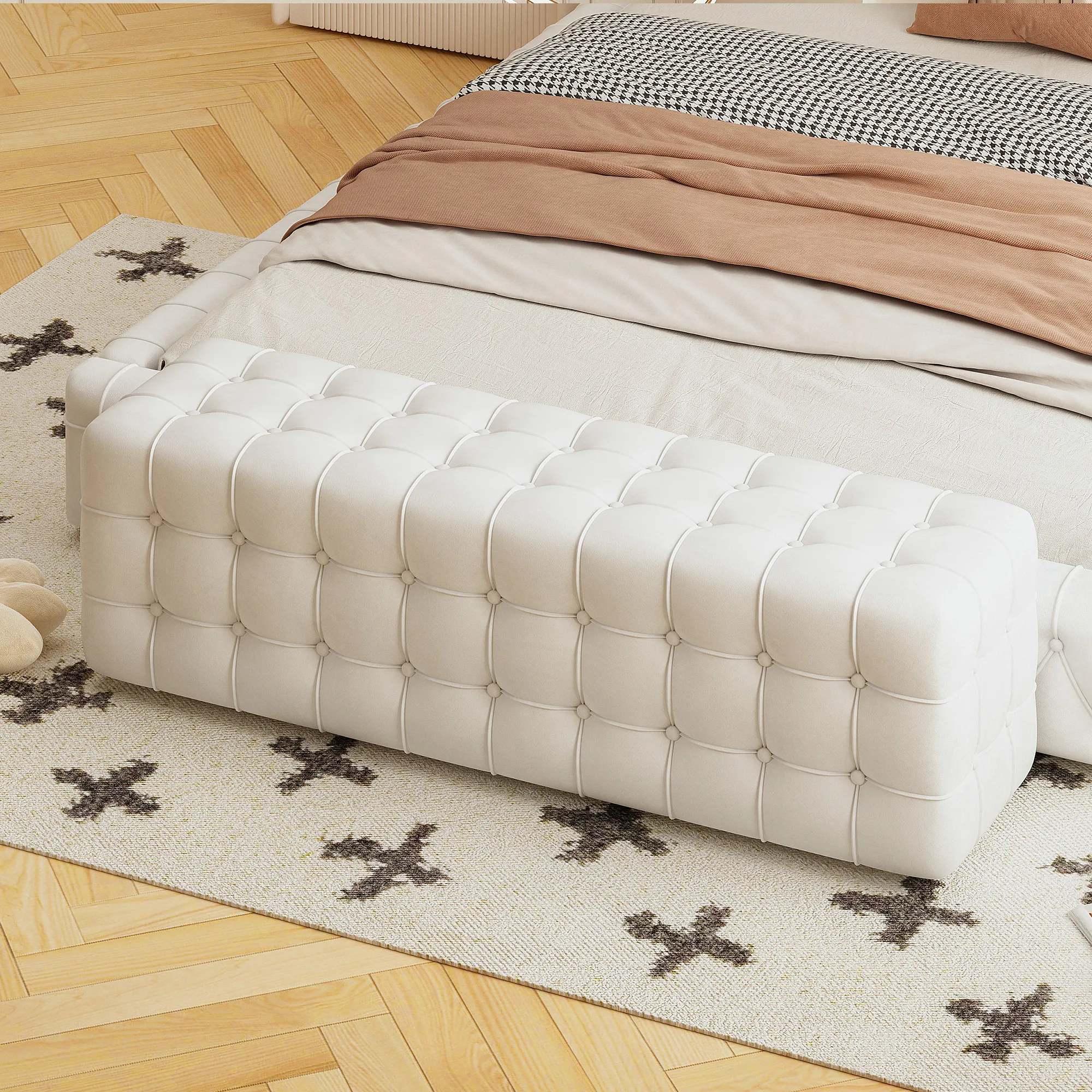 Merax Velvet Upholstered Bench Bedroom Ottoman
