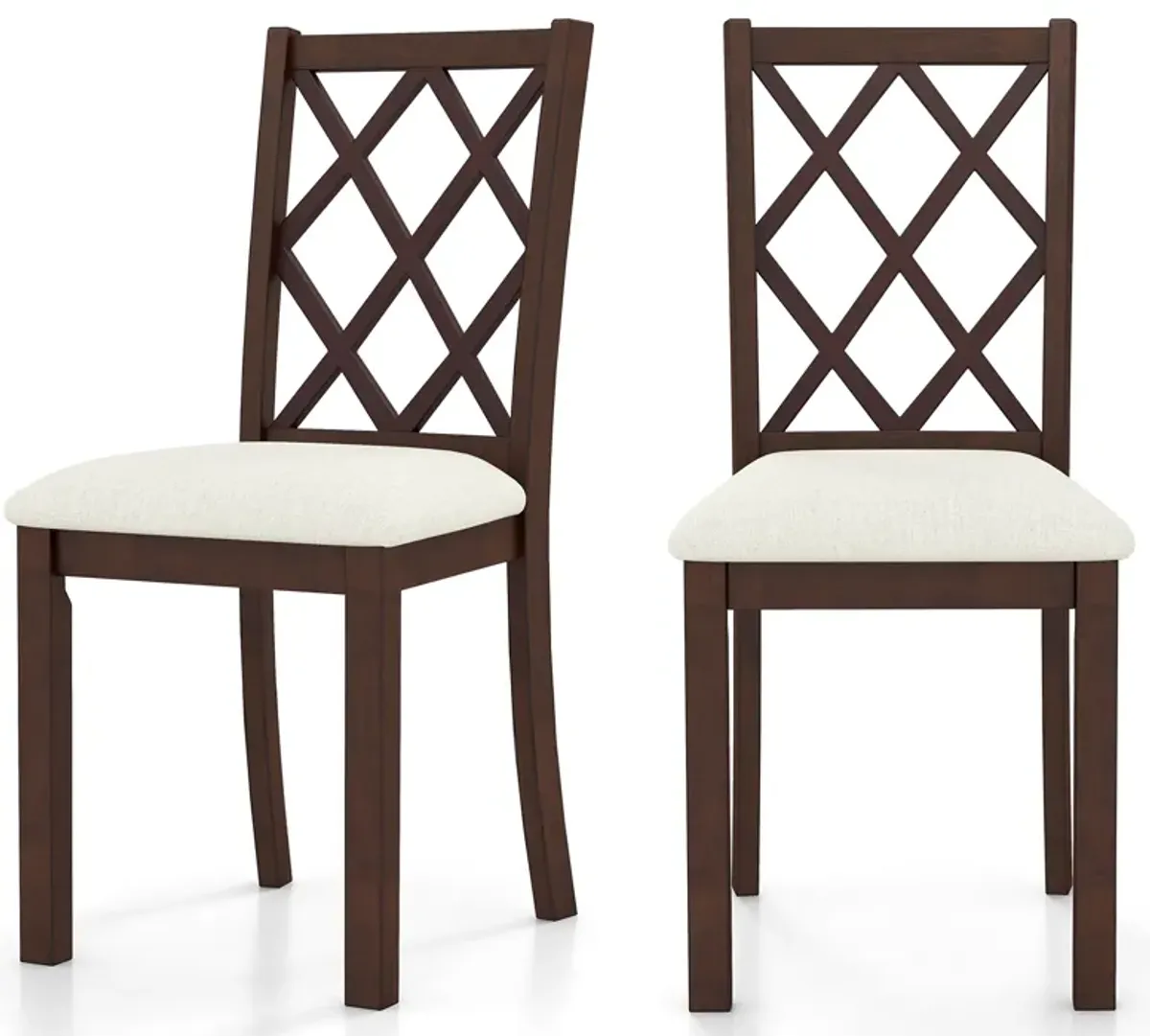 Dining Chair Set of 2 with Upholstered Seat Cushion and Rubber Wood Legs