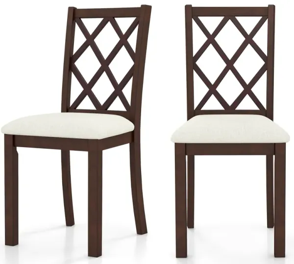 Dining Chair Set of 2 with Upholstered Seat Cushion and Rubber Wood Legs