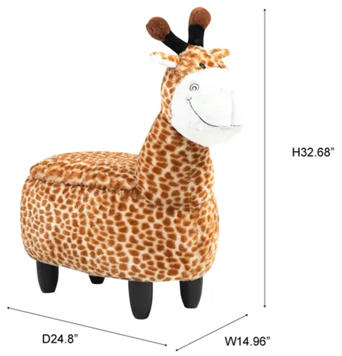 Brown Giraffe Animal Storage Ottoman