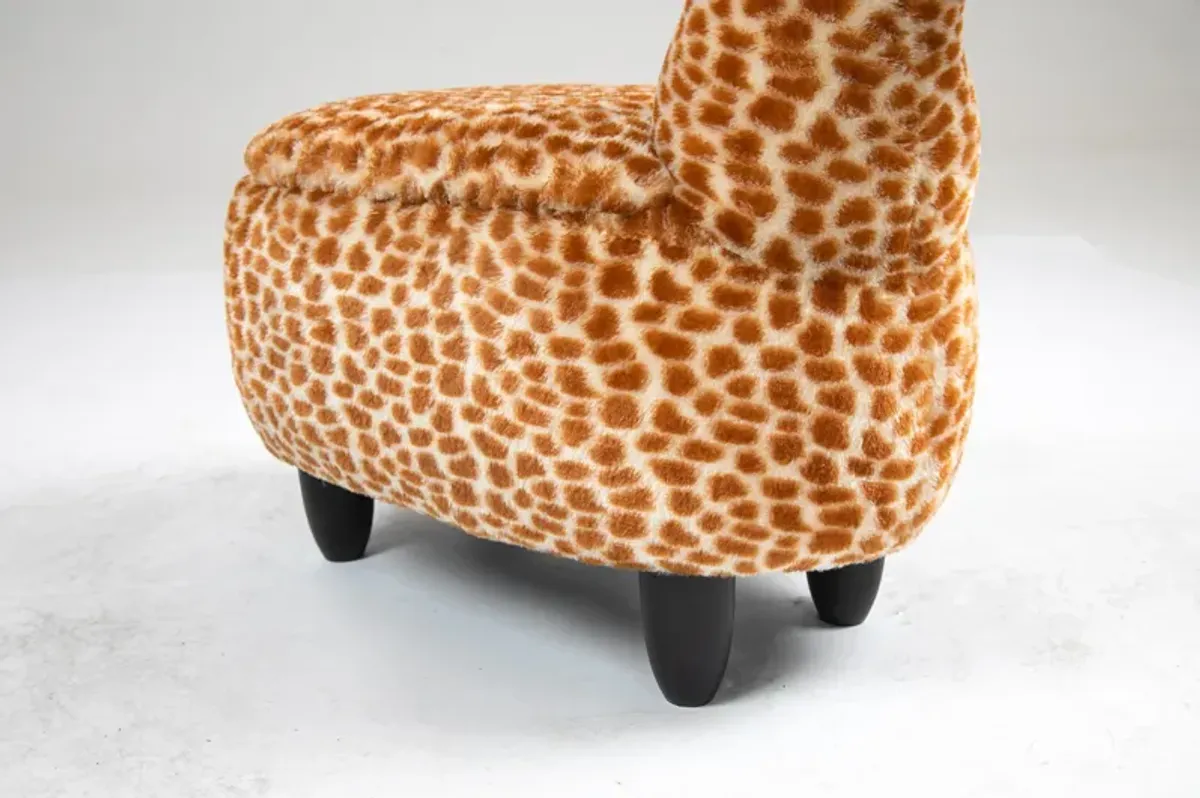 Brown Giraffe Animal Storage Ottoman