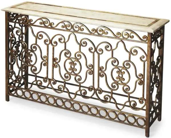 Butler Specialty Company Contessa Iron & Fossil Stone Console Table, Multi-Color