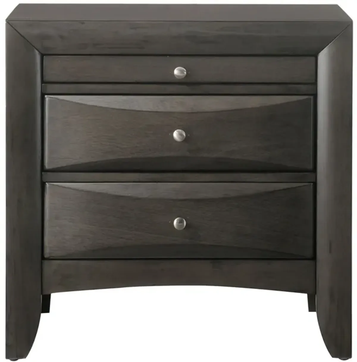 Wooden Nightstand with Bevel Drawer Front, Gray-Benzara