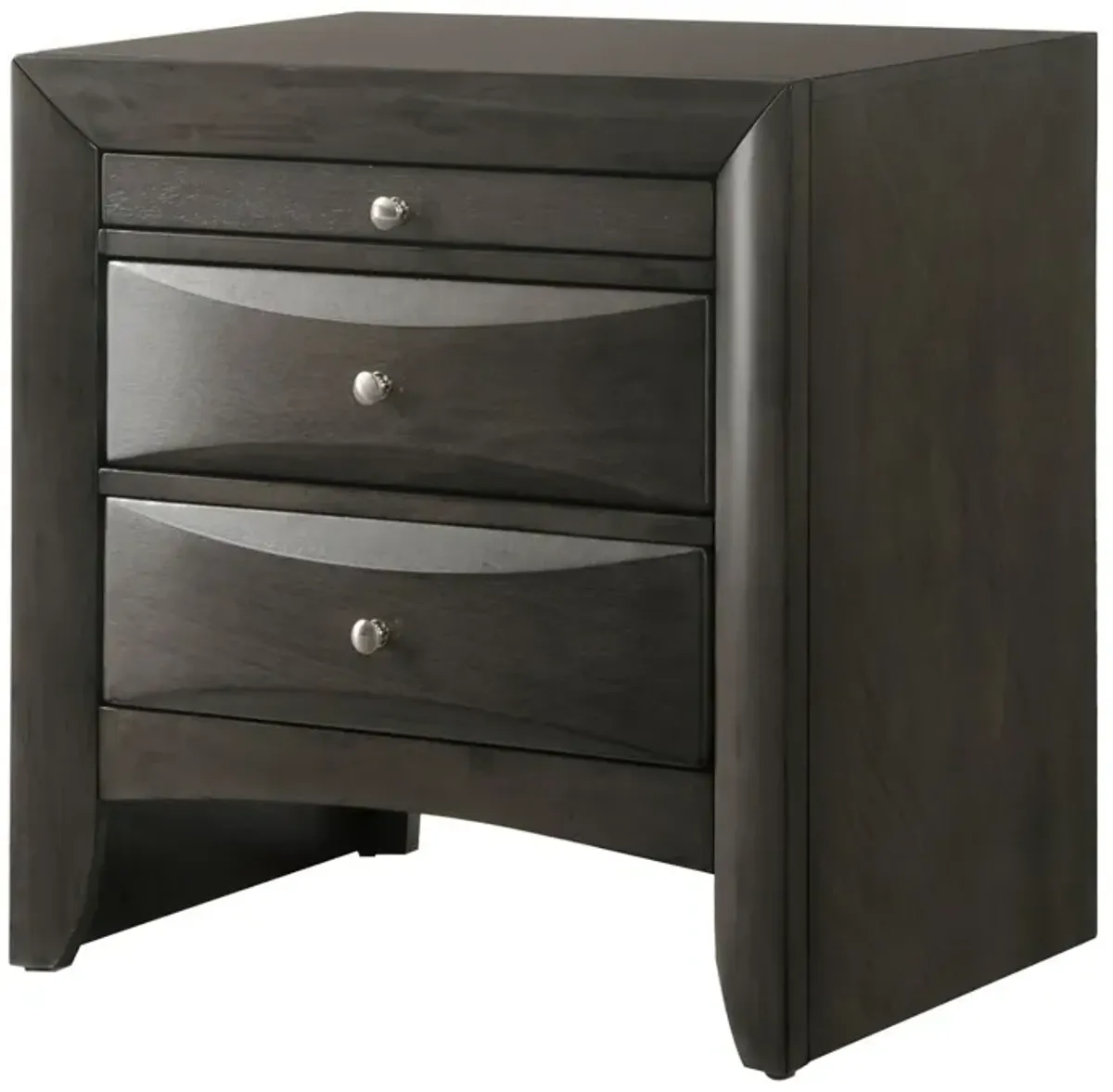 Wooden Nightstand with Bevel Drawer Front, Gray-Benzara