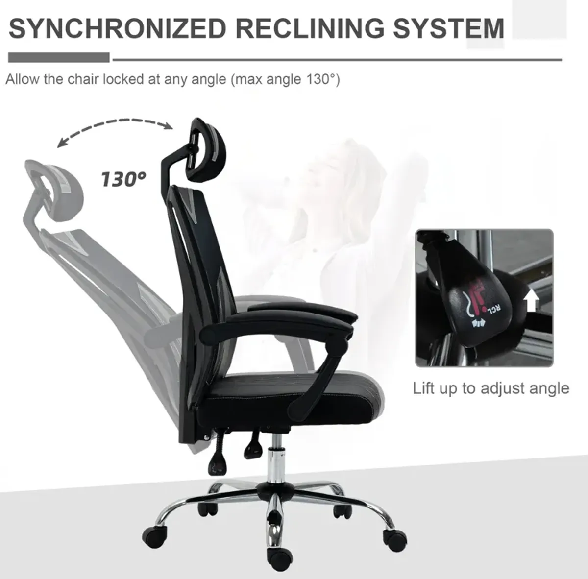 Ergonomic Mesh Seating: Desk Chair with Adjustable Headrest and Swivel