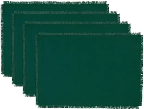 Solino Home 100% Pure Linen Placemats 14 x 19 Inch Set of 4 - Fringe