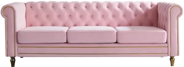 Chesterfield Velvet Sofa For Living Room Pink Color
