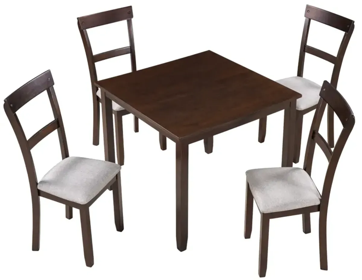 5 Piece Dining Table Set Industrial Wooden Kitchen Table and 4 Chairs