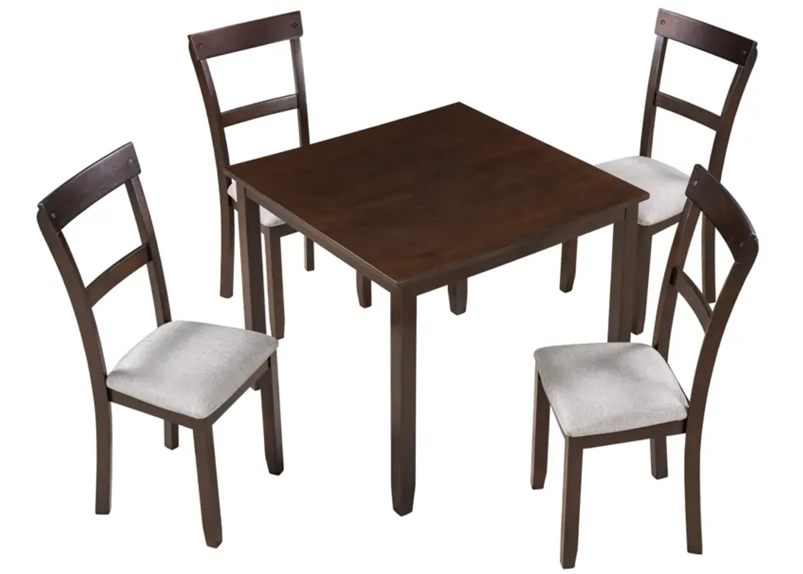 5 Piece Dining Table Set Industrial Wooden Kitchen Table and 4 Chairs