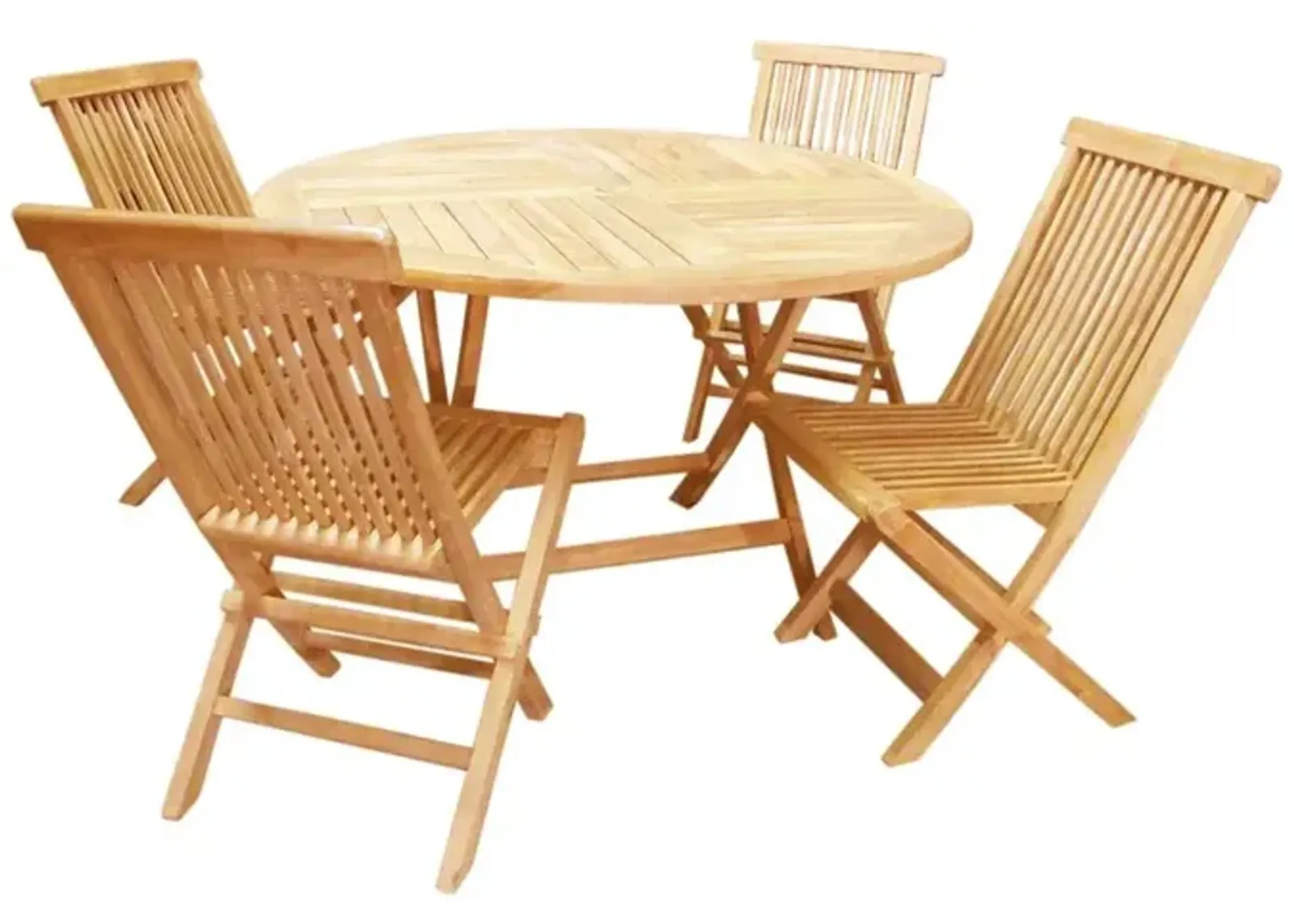 Teak Crestwood Round Dining Set                   (1 table & 4 chairs)