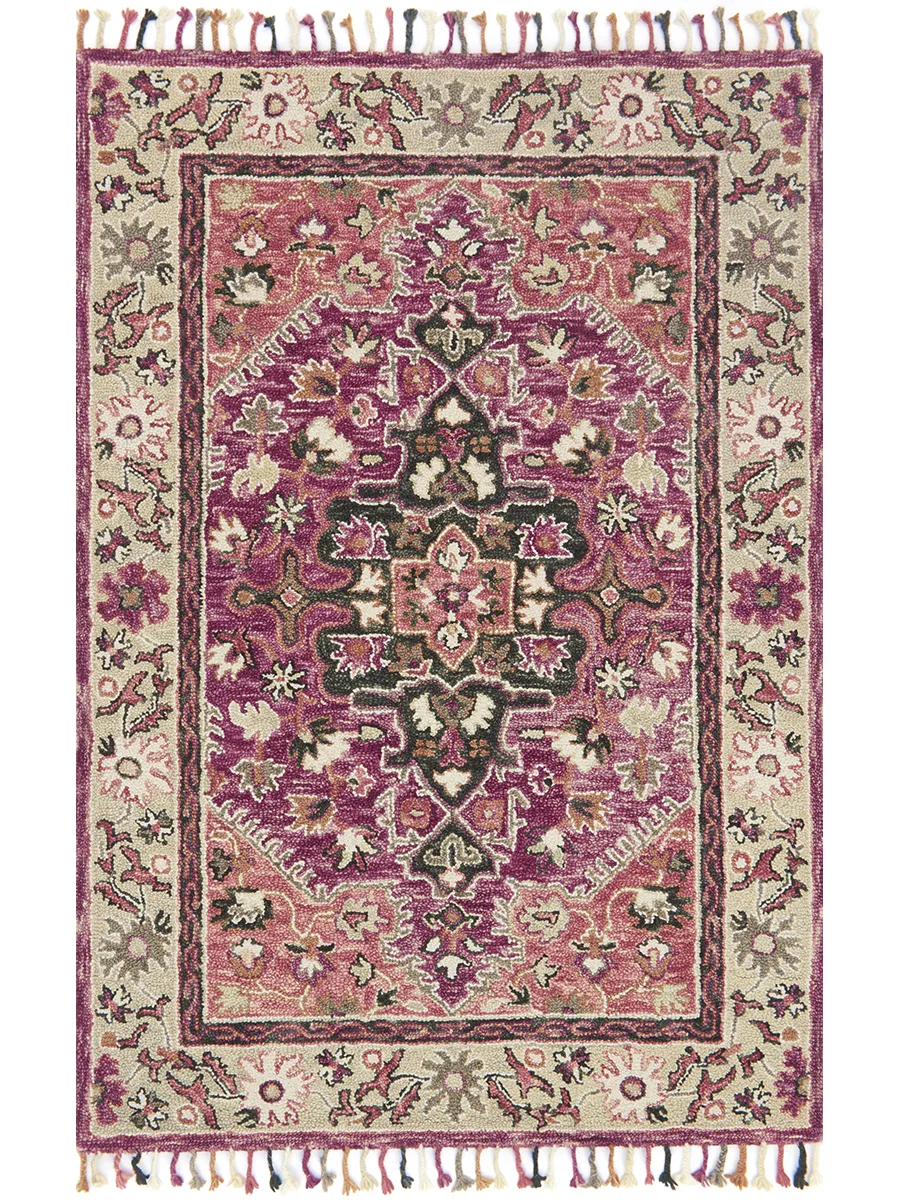 Zharah ZR05 Raspberry/Taupe 7'9" x 9'9" Rug