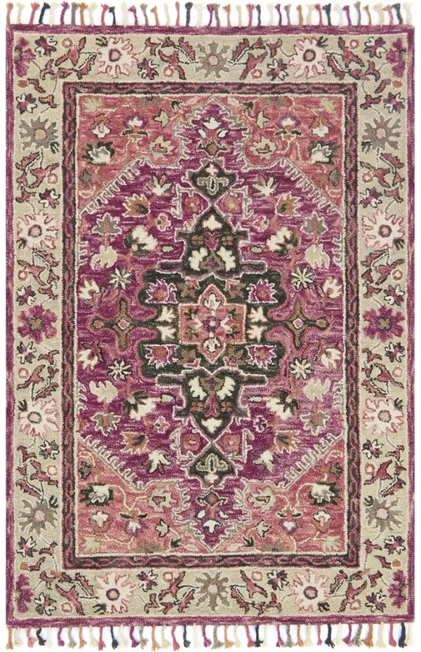 Zharah ZR05 Raspberry/Taupe 7'9" x 9'9" Rug