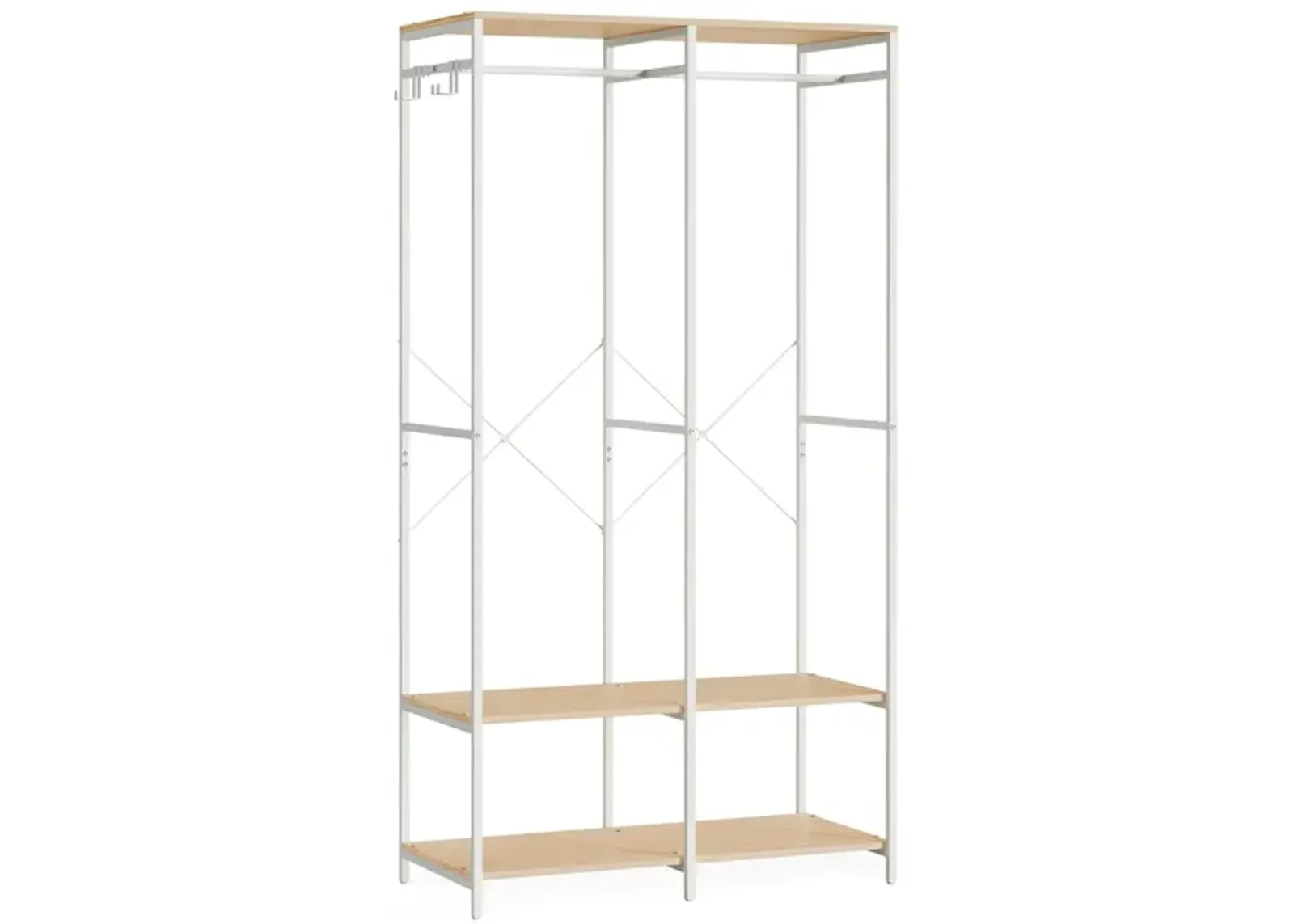 2-Column Clothes Rack with Hanging Rods for Organized Garment Storage