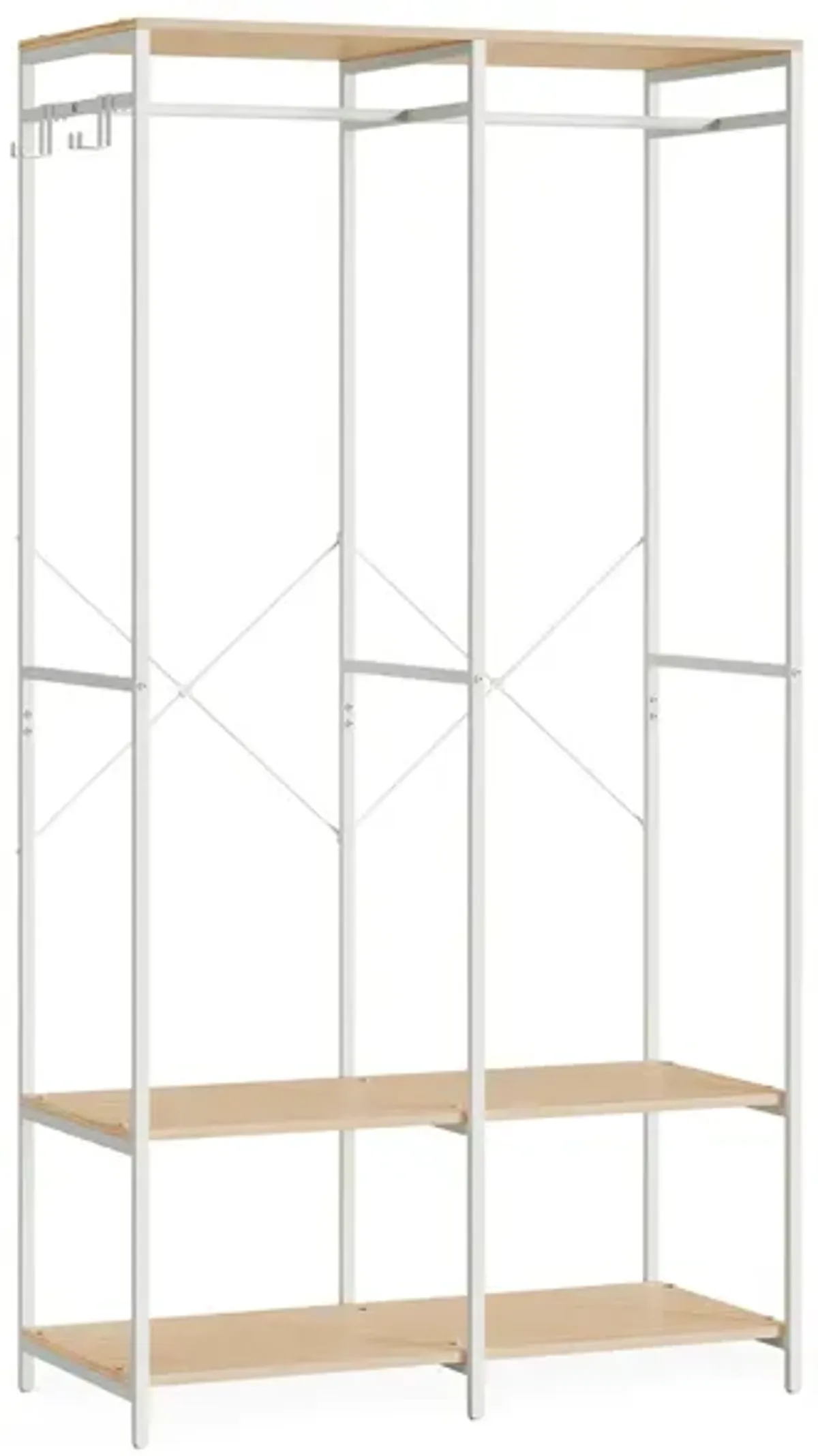 2-Column Clothes Rack with Hanging Rods for Organized Garment Storage