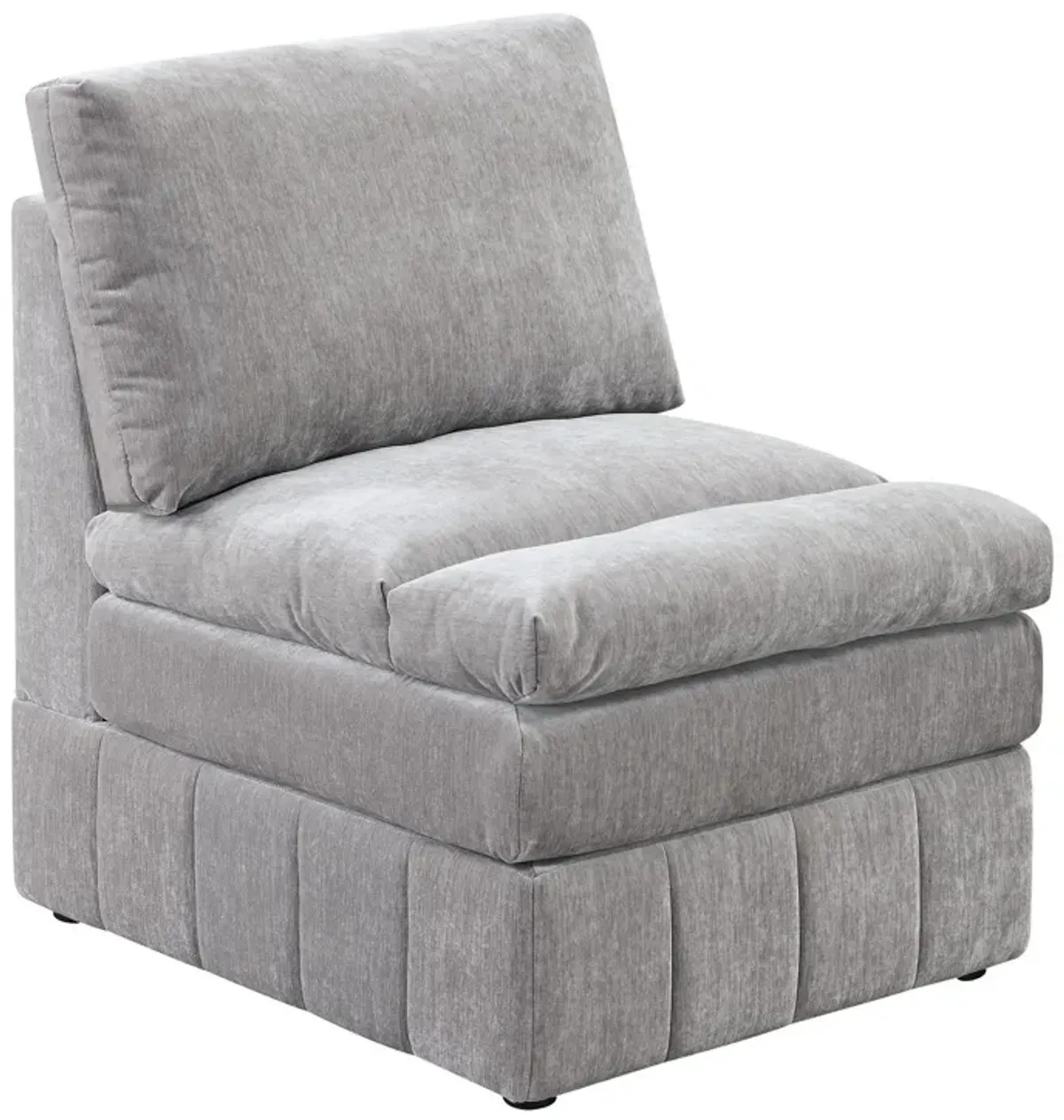 Luna 35 Inch Modular Armless Chair, Three Layer Plush Cushioned Seat, Gray-Benzara