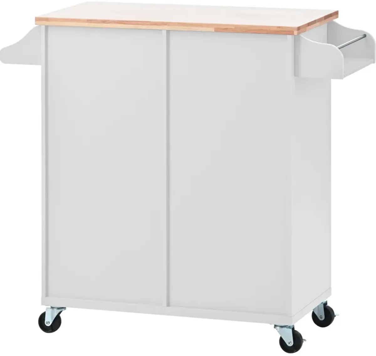 Merax Kitchen Island with Drop Leaf, LED Light Kitchen Cart on Wheels with 2 Fluted Glass Doors and 1 Flip Cabinet Door