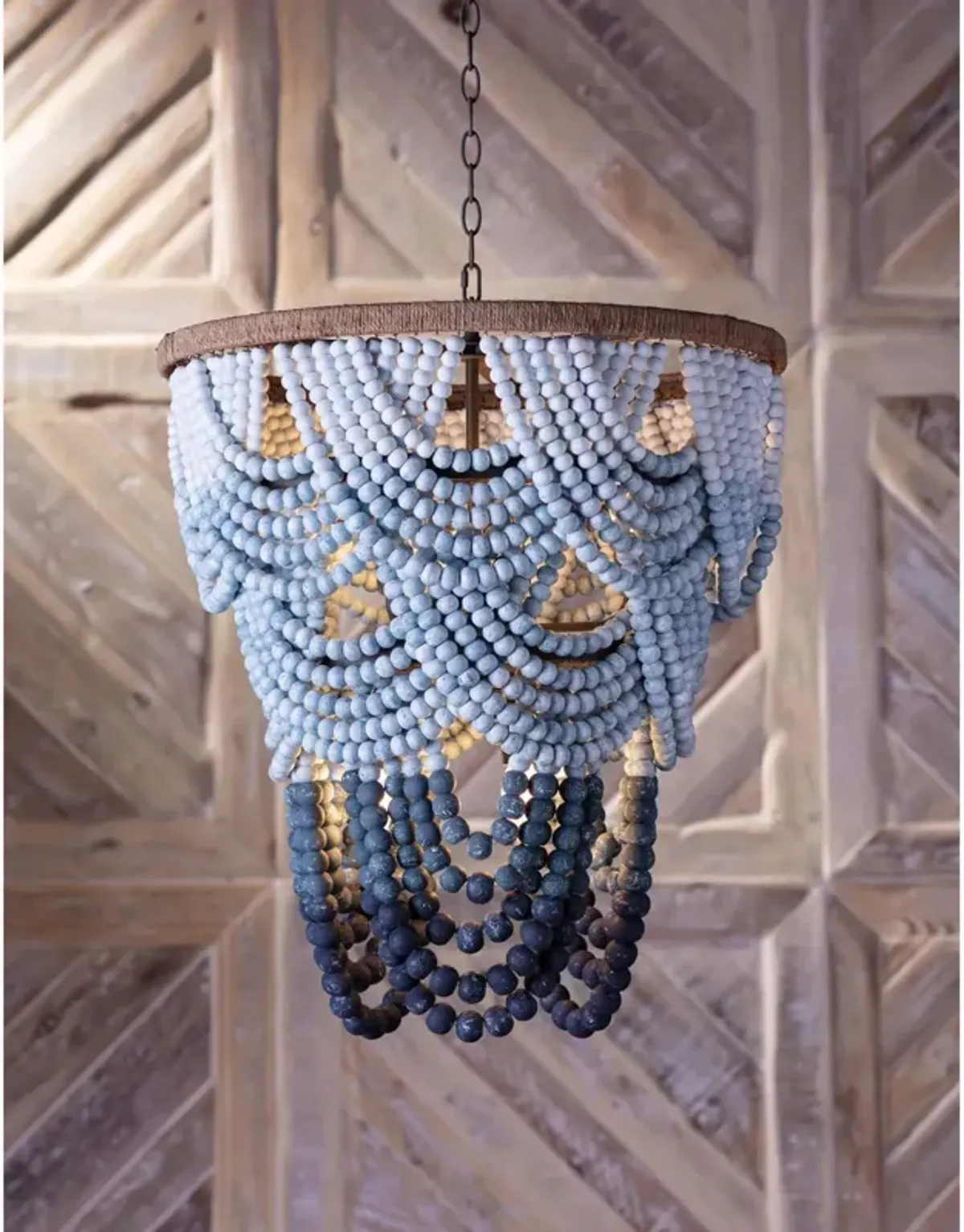 Ombre Wood Bead Chandelier