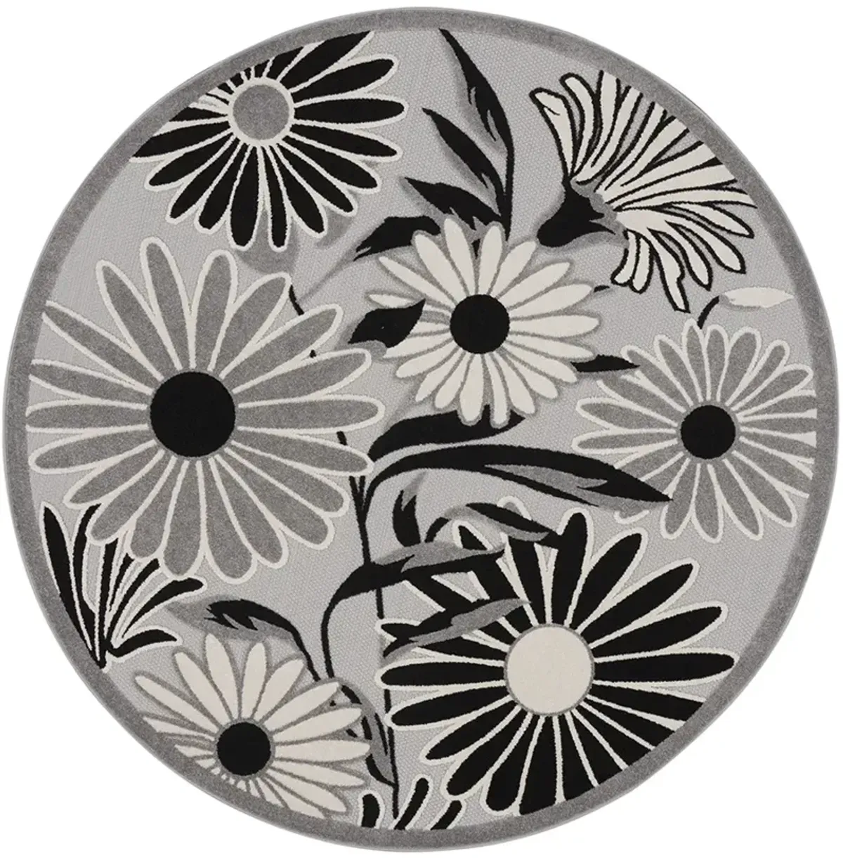 Aloha ALH33 Black/White 7'10" x Round Rug