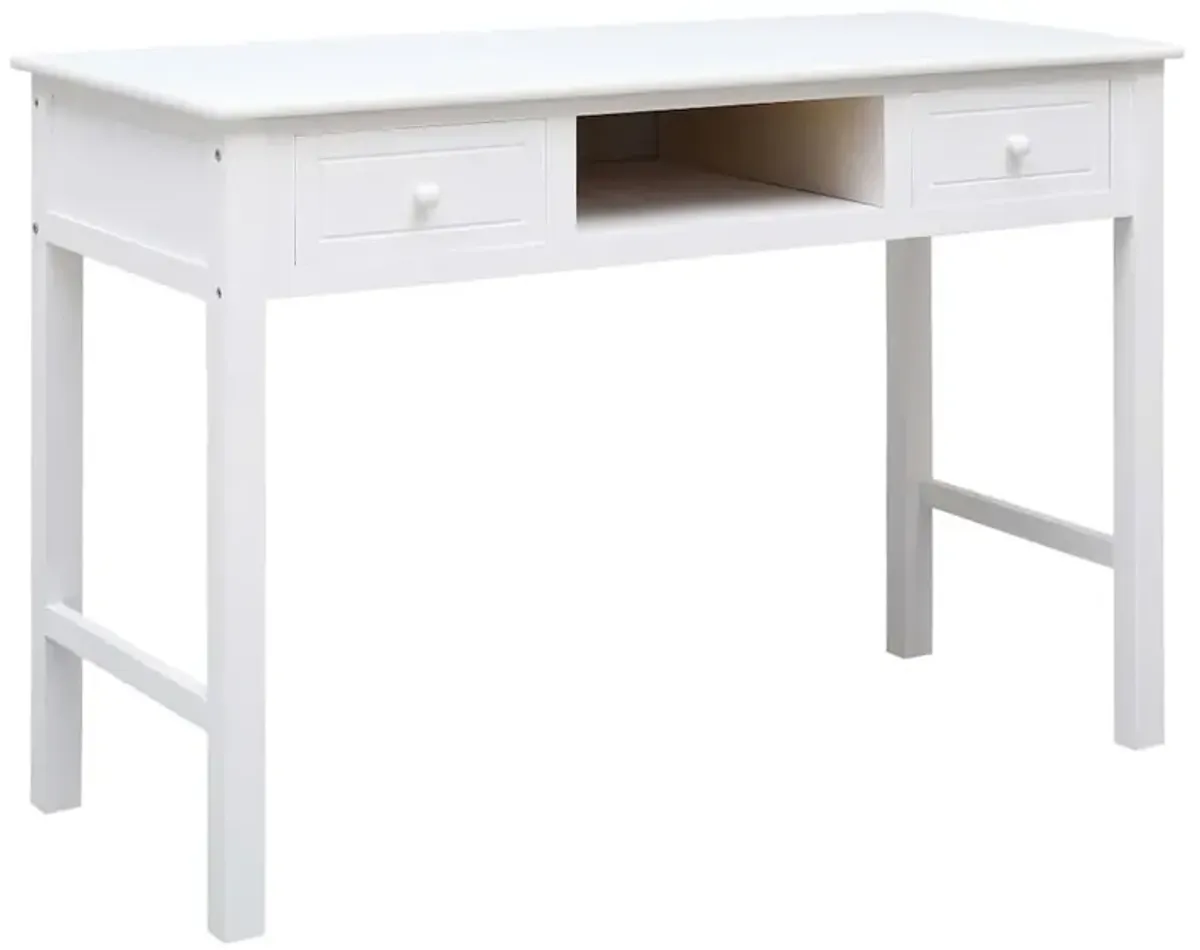 vidaXL Writing Desk White 43.3"x17.7"x29.9" Wood