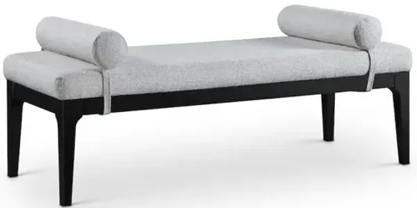 Meridian Furniture Priscilla Grey Linen Textured Fabric Bench