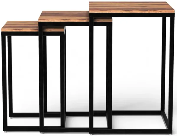 3-Piece Nested End Tables – Solid Wood Construction, Sleek Profile