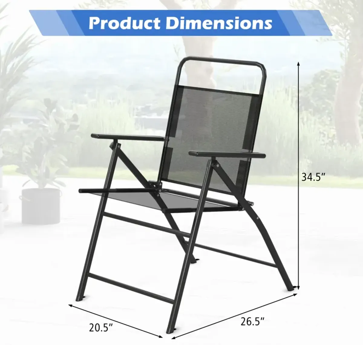 6 Pieces Outdoor Patio Chairs with Rustproof Metal Frame