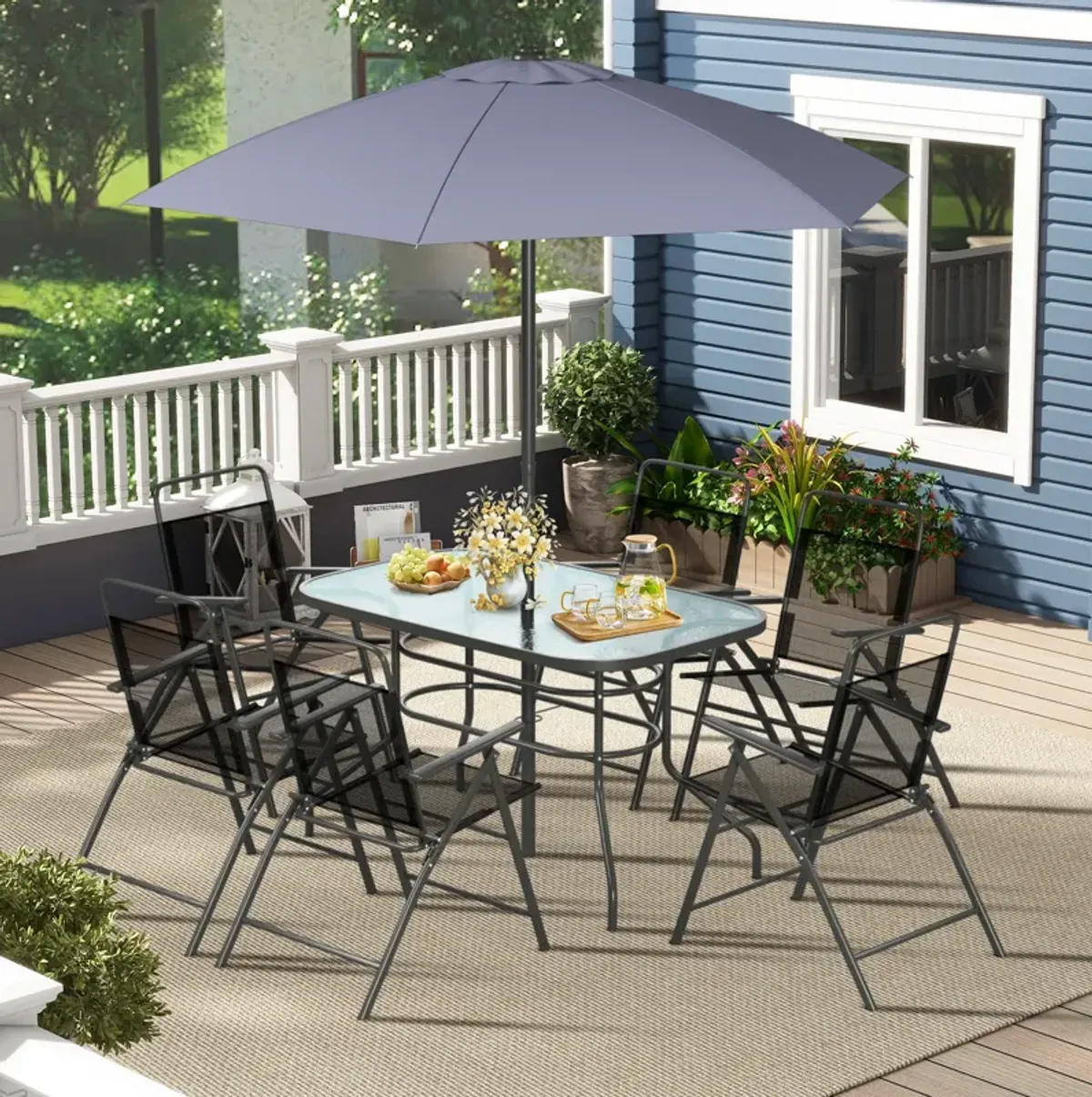 6 Pieces Outdoor Patio Chairs with Rustproof Metal Frame