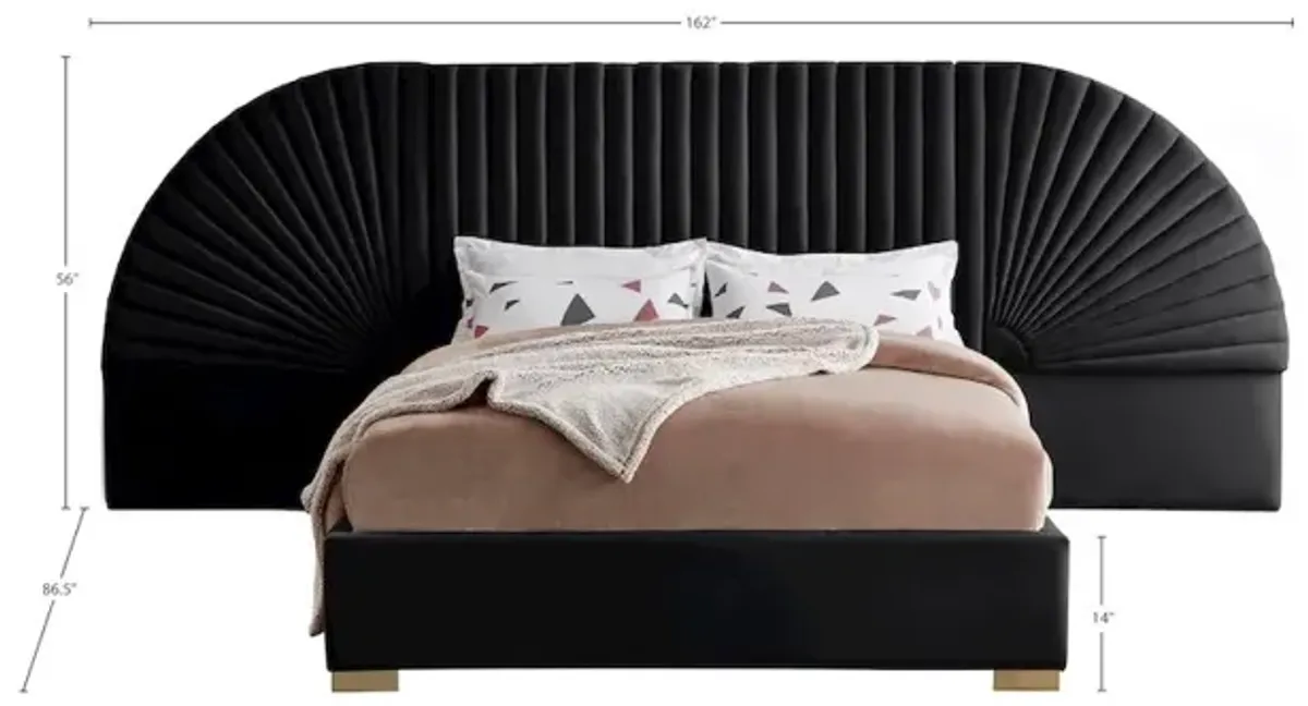 Meridian Furniture Cleo Black Velvet King Bed