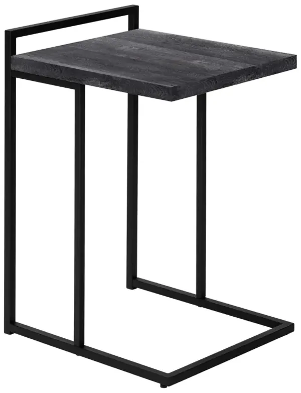 Monarch Specialties I 3633 Accent Table, C-shaped, End, Side, Snack, Living Room, Bedroom, Metal, Laminate, Black, Contemporary, Modern