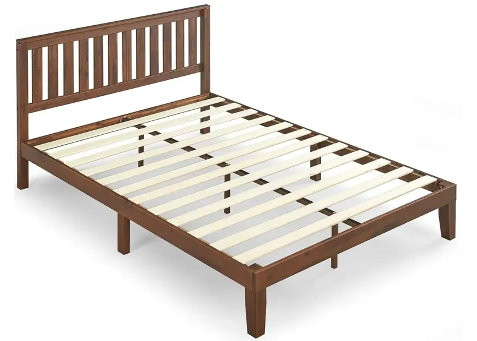 Hivvago King size Solid Wood Platform Bed Frame with Headboard in Espresso Finish