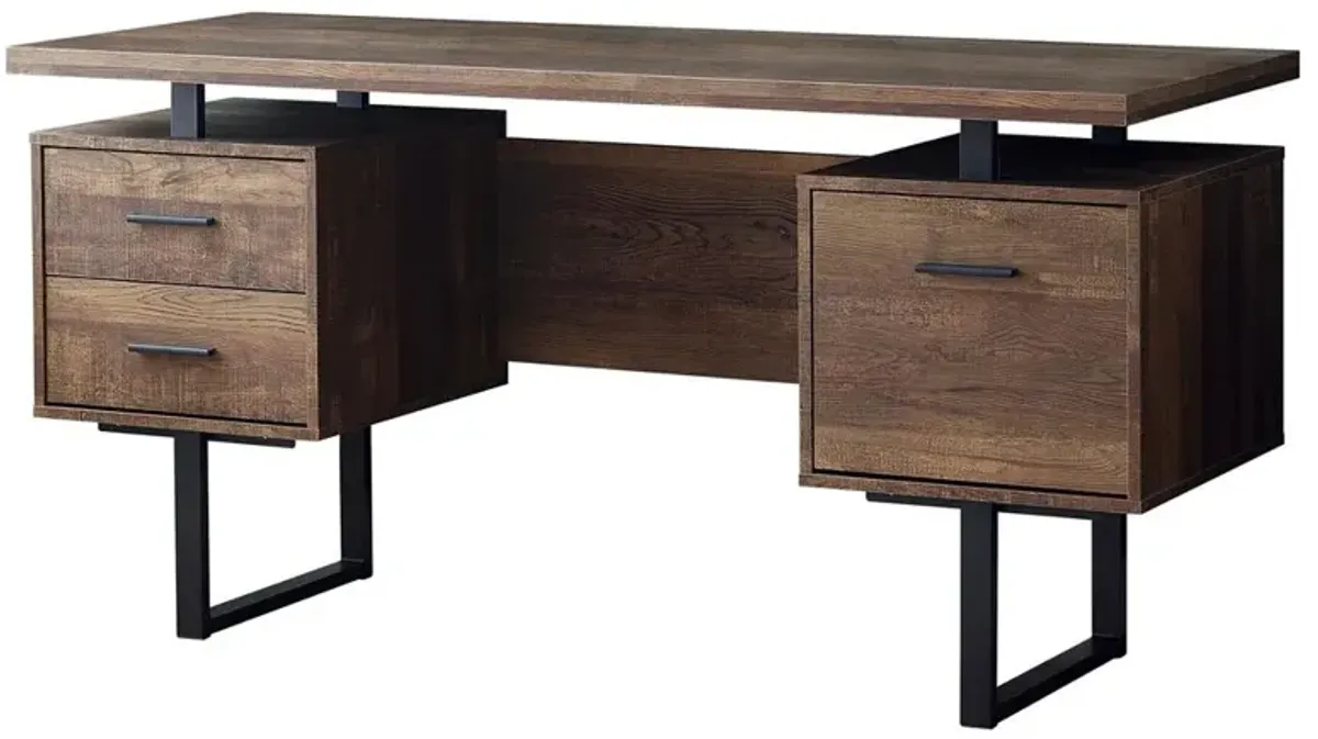 Monarch Specialities 60 Computer Desk with Metal Legs in Brown