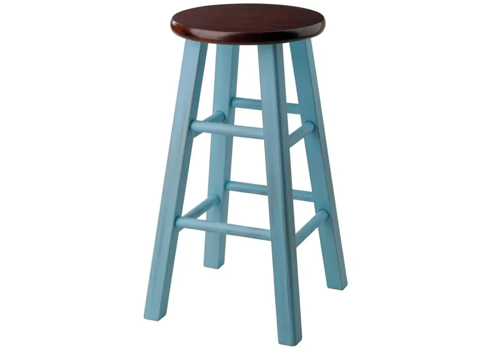 Ivy 24" Counter Stool Rustic Light Blue w/ Walnut Seat