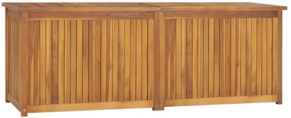 Misty Outdoor 59 Inch Storage Box, Weather Resistant Brown Acacia Wood - Benzara