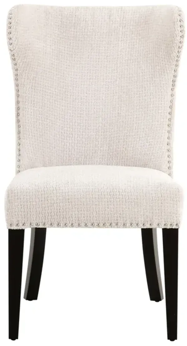 Pasargad Home Elara Design Upholstered 2 Pieces Dining Chair Set, Ivory