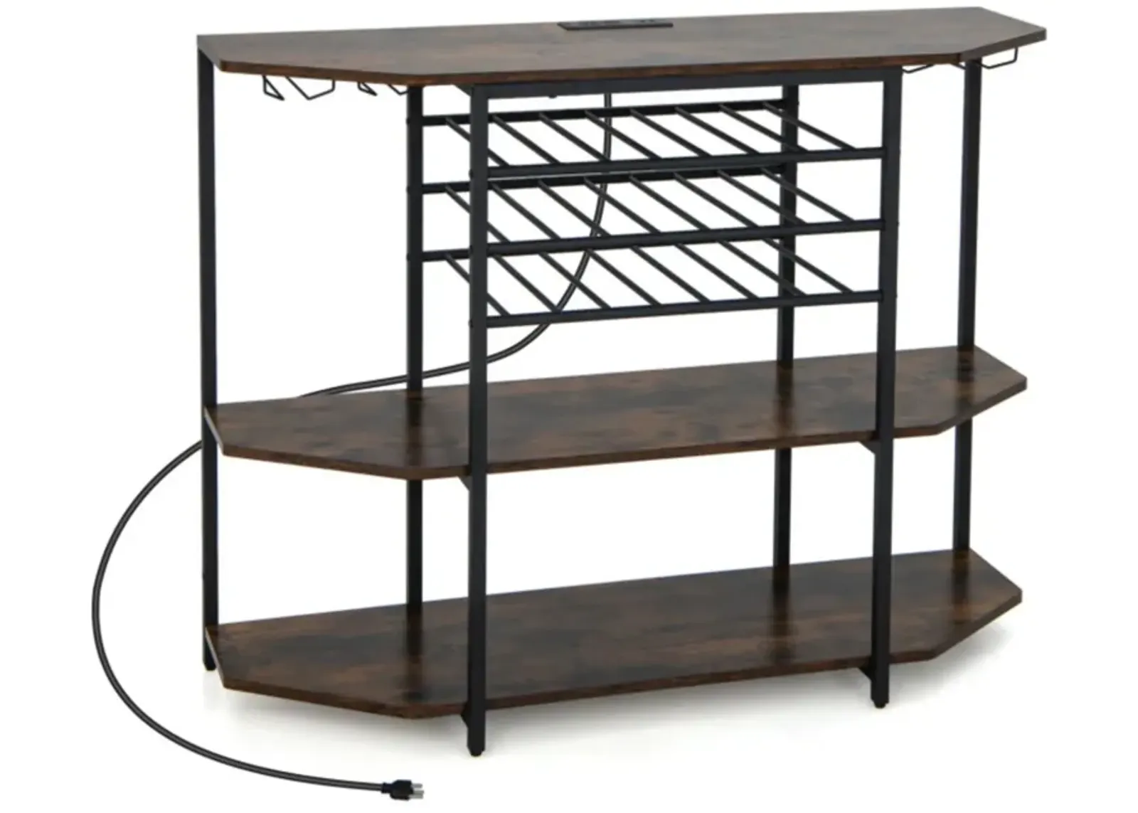 Hivvago 3-Tier Wine Bar Cabinet with Storage Shelves