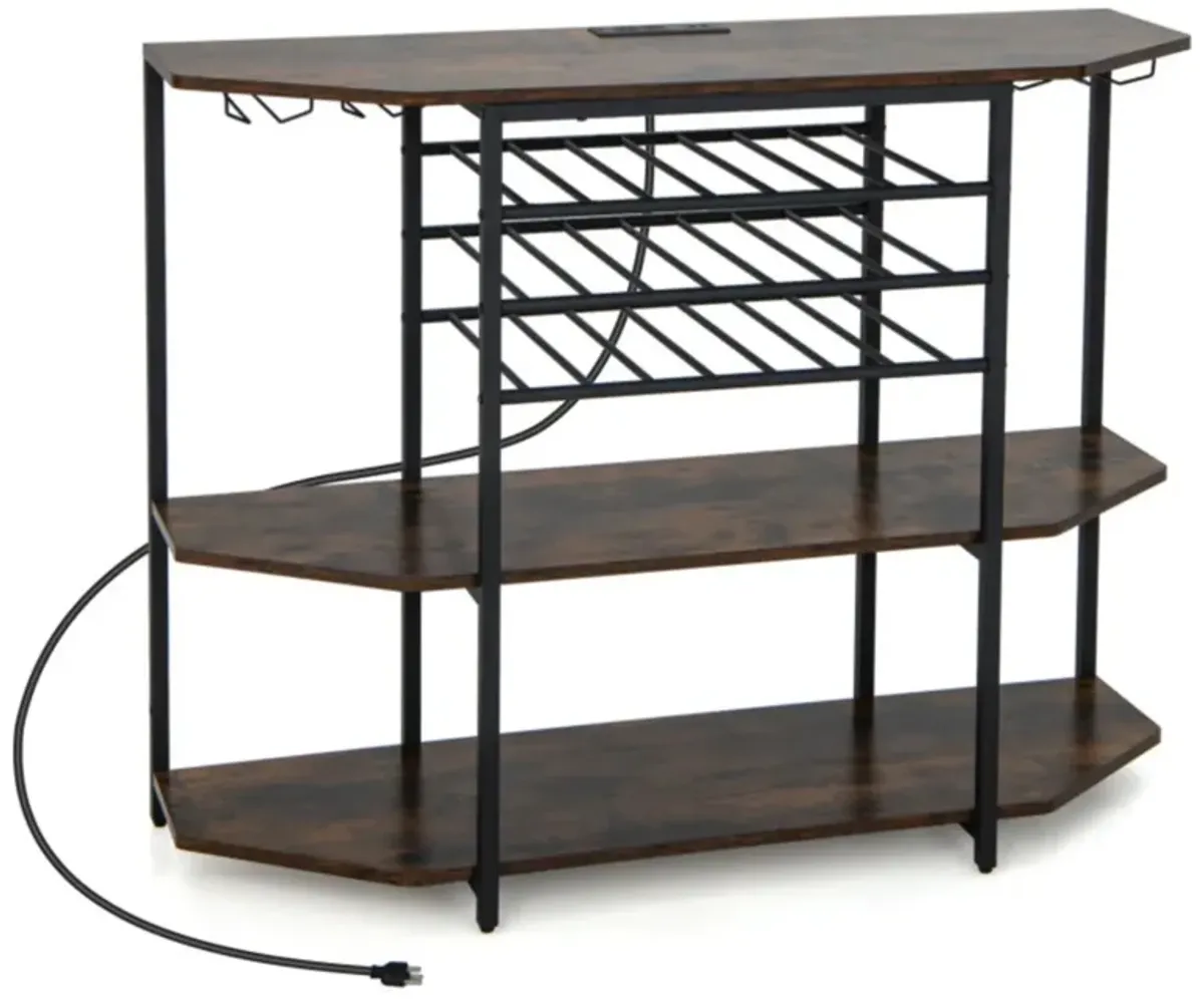 Hivvago 3-Tier Wine Bar Cabinet with Storage Shelves