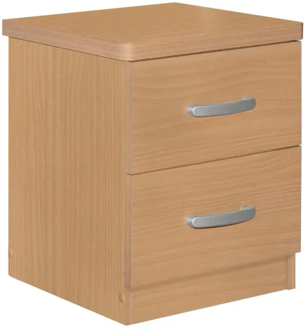 Better Home Products Cindy Faux Wood 2 Drawer Nightstand in Beech
