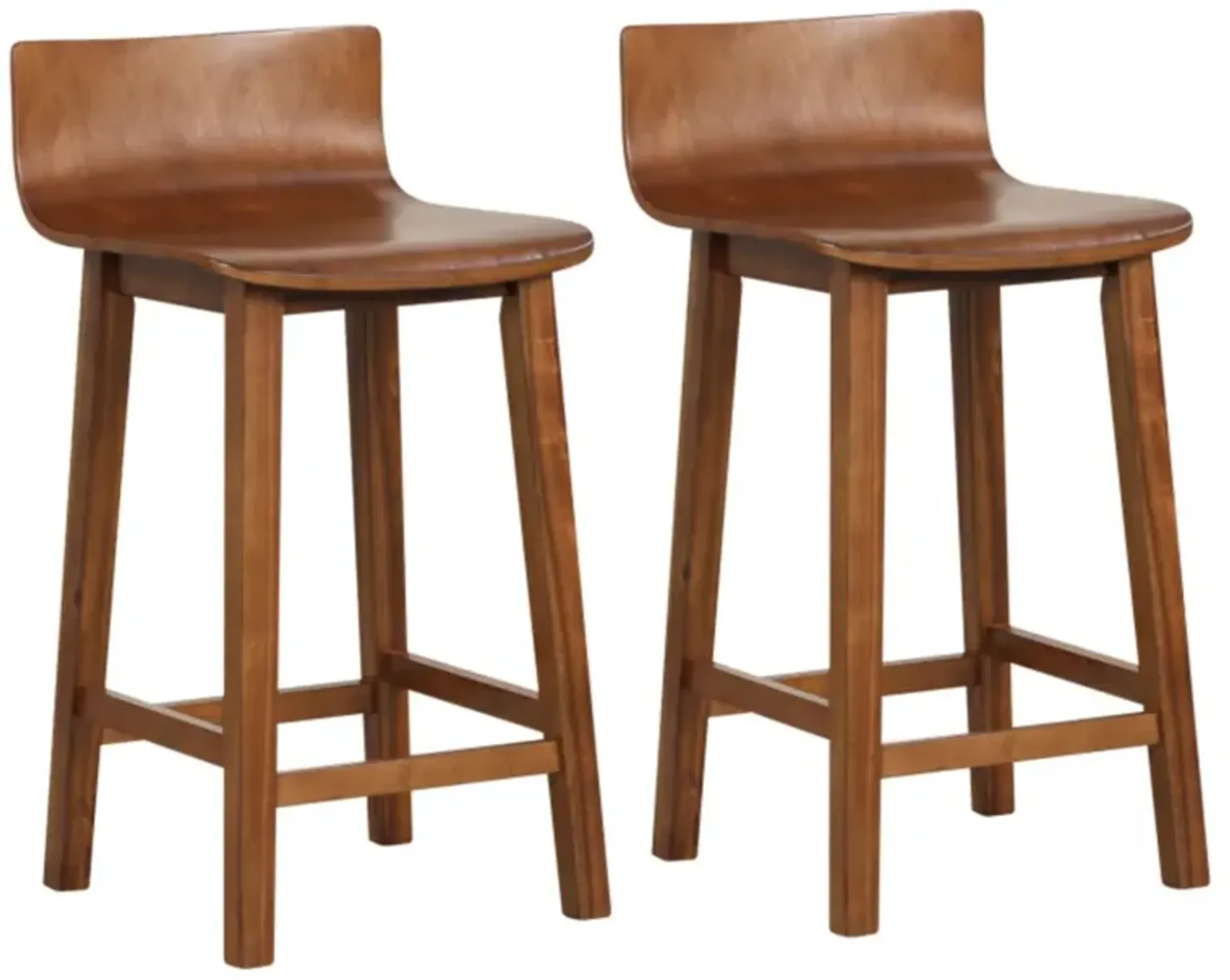 Hivvago Wood Bar Stools Set of 2 with Solid Back and Seat