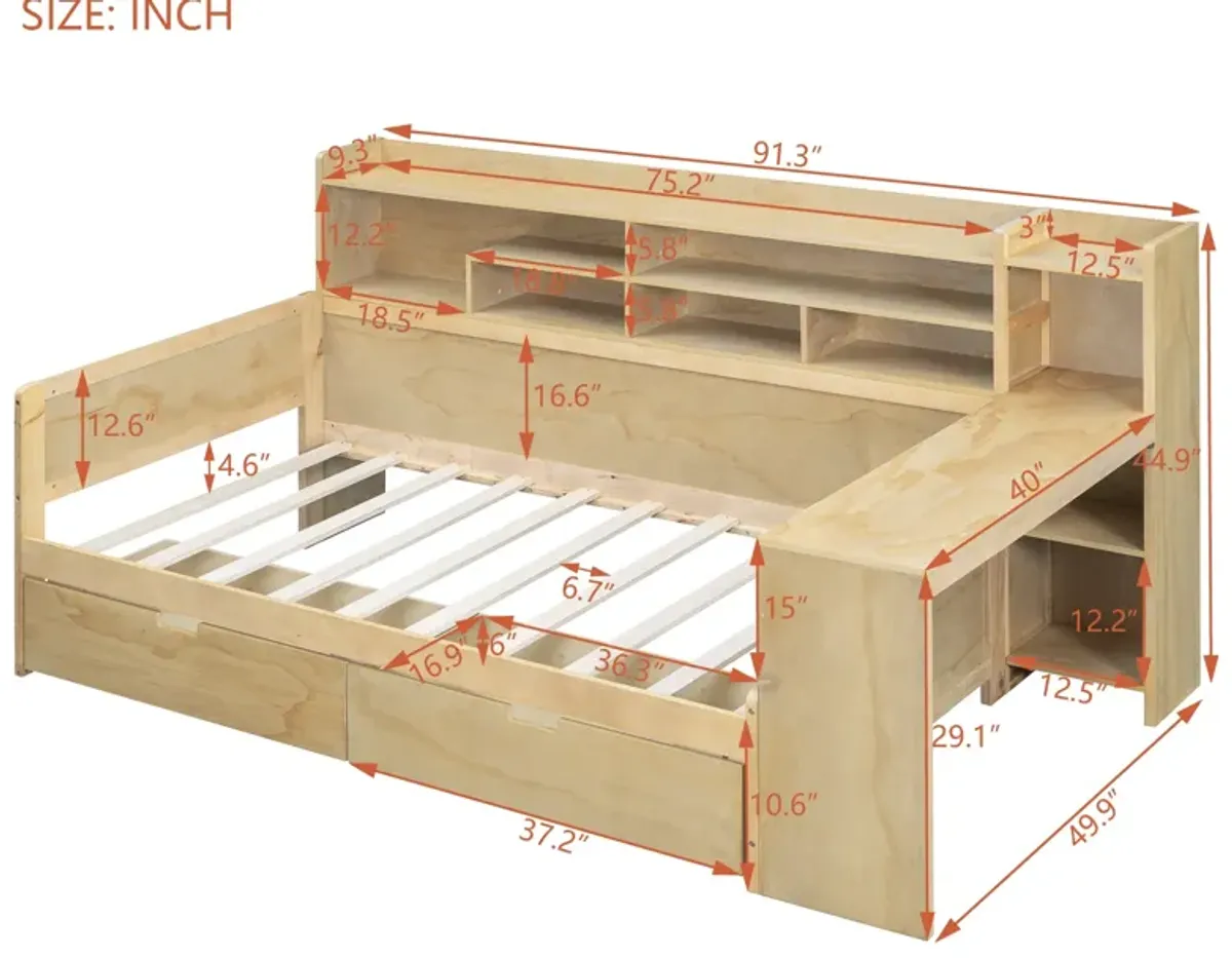 Merax  Daybed with Storage Shelves