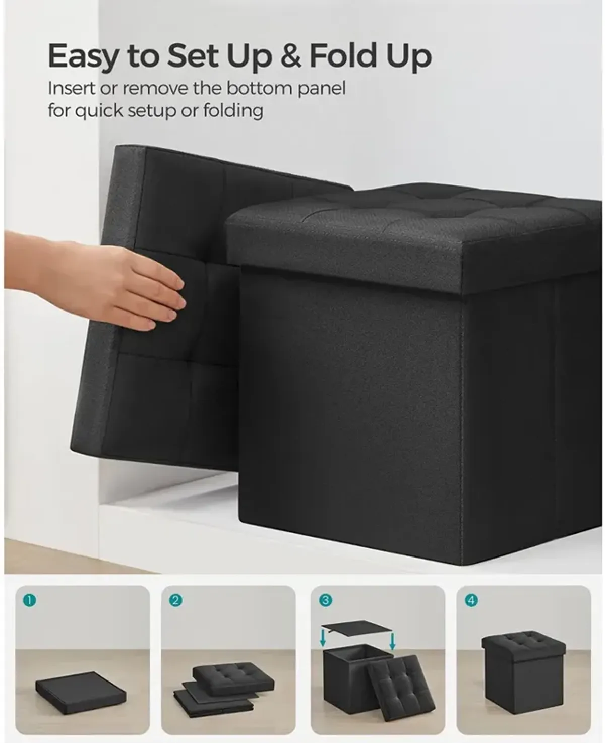 Folding Storage Ottoman Cube for Versatile Space-Saving Solutions