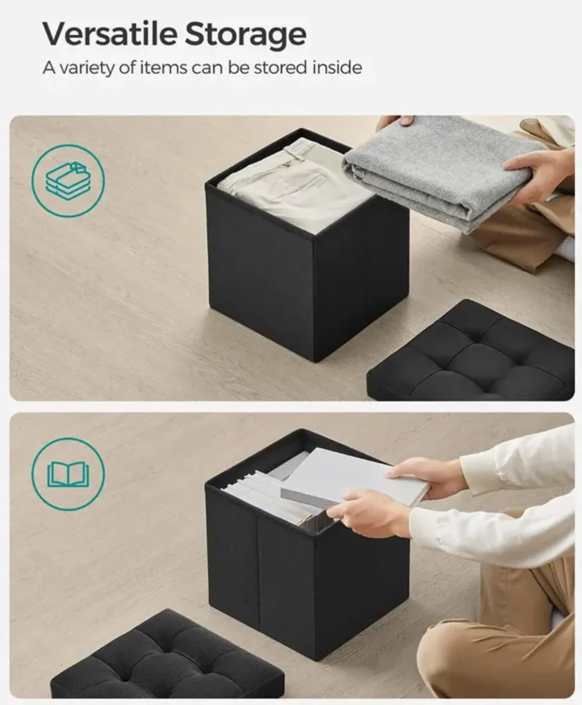 Folding Storage Ottoman Cube for Versatile Space-Saving Solutions