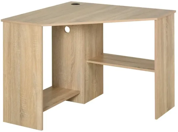 Multi-Tier Writing Table: Natural Wood, Sturdy Design, Versatile Use