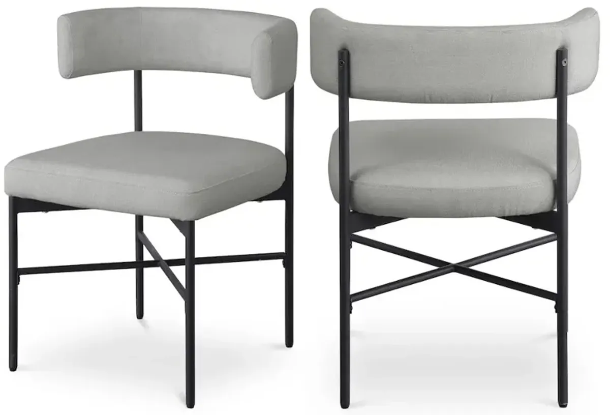 Meridian Furniture Rivage Light Grey Durable Linen Textured Fabric Dining Chair, Set of 2
