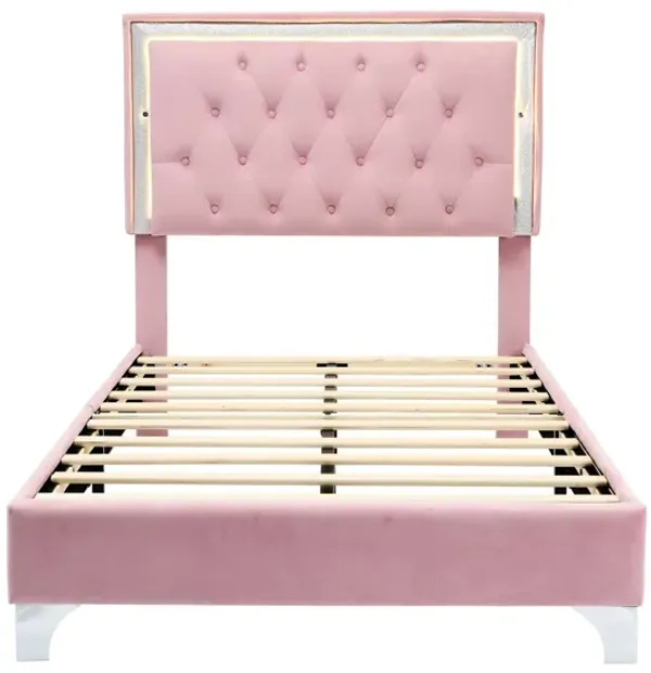 Merax Upholstered Bed Frame with LED Lights