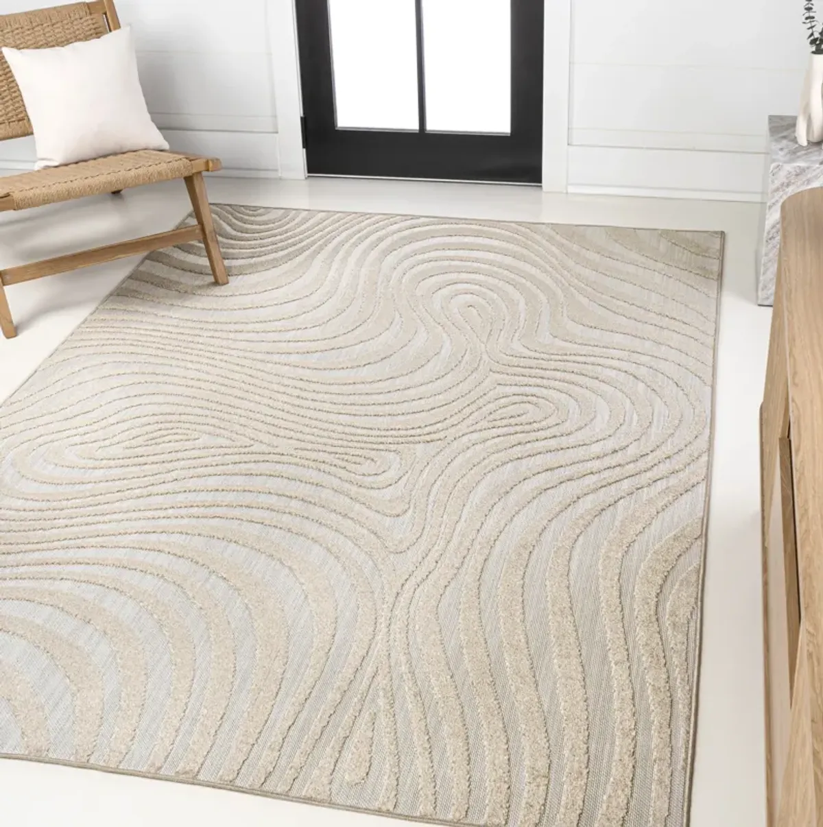 Maribo High-Low Abstract Groovy Striped Indoor/Outdoor Area Rug