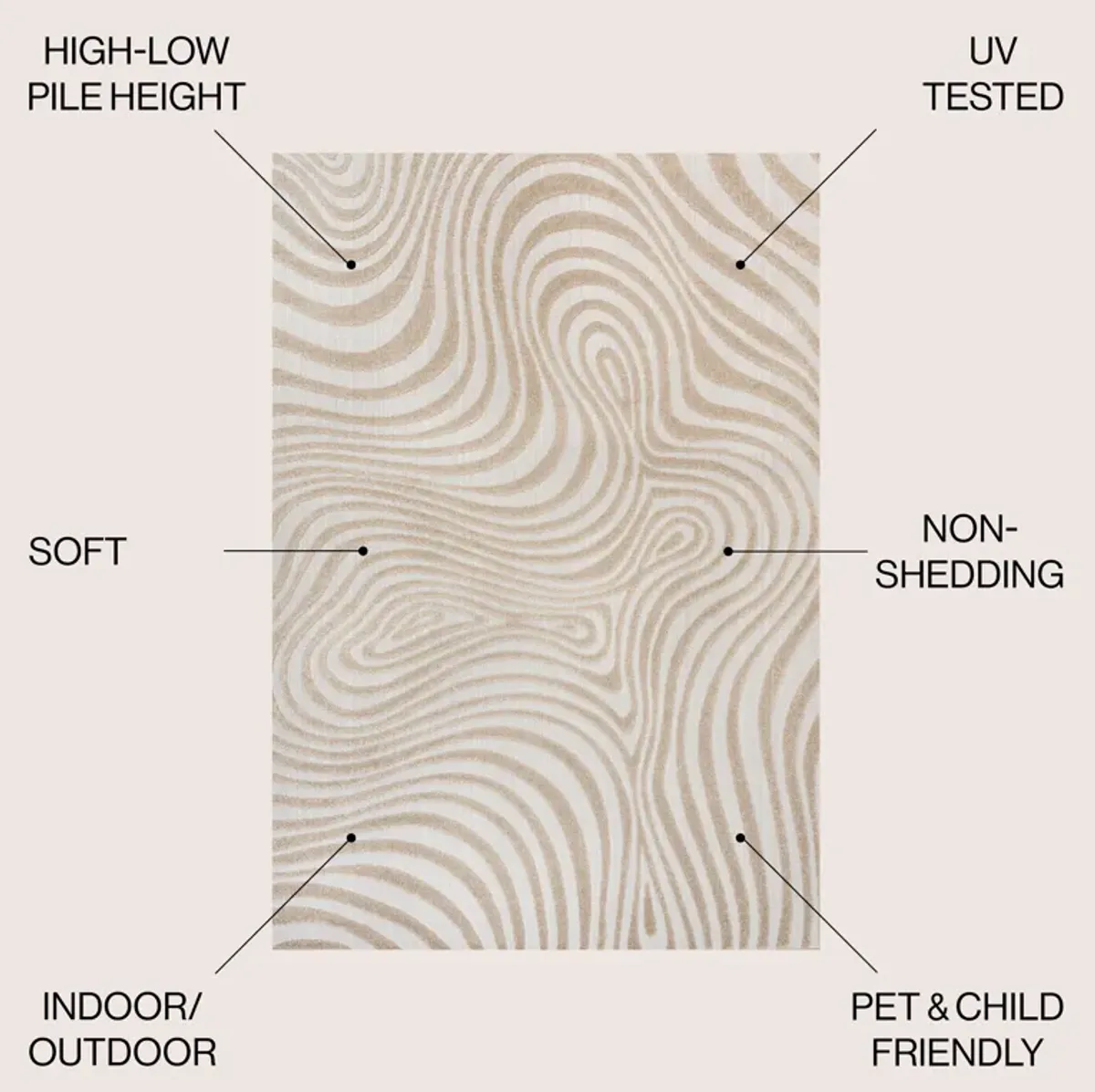 Maribo High-Low Abstract Groovy Striped Indoor/Outdoor Area Rug