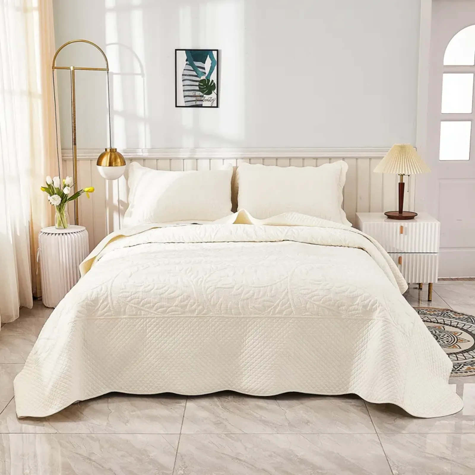 MarCielo 100% Cotton Oversized Bedspread Quilt Set T