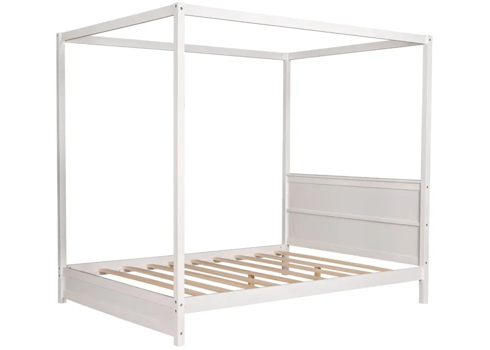 Queen Size Canopy Platform Bed with Headboard and Support Legs